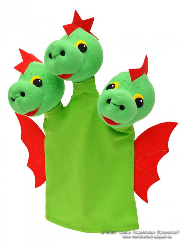 Drache mit drei Köpfen Plüschtier Handpuppe