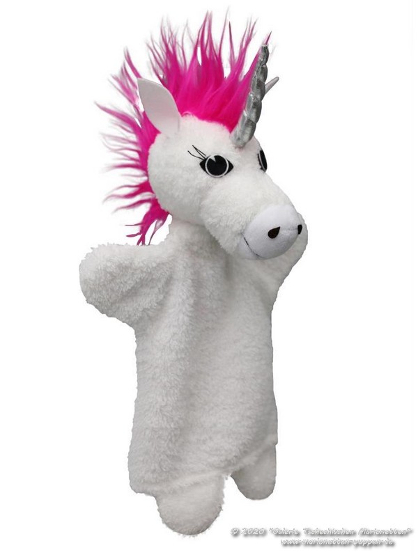 Einhorn weiss Plüschtier Handpuppe