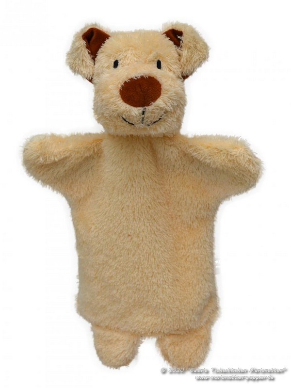 Hündchen beige Plüschtier Handpuppe