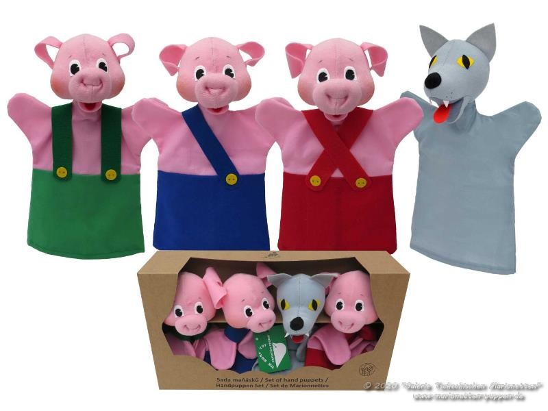 Set Handpuppen Drei Schweinchen Textilhandpuppen