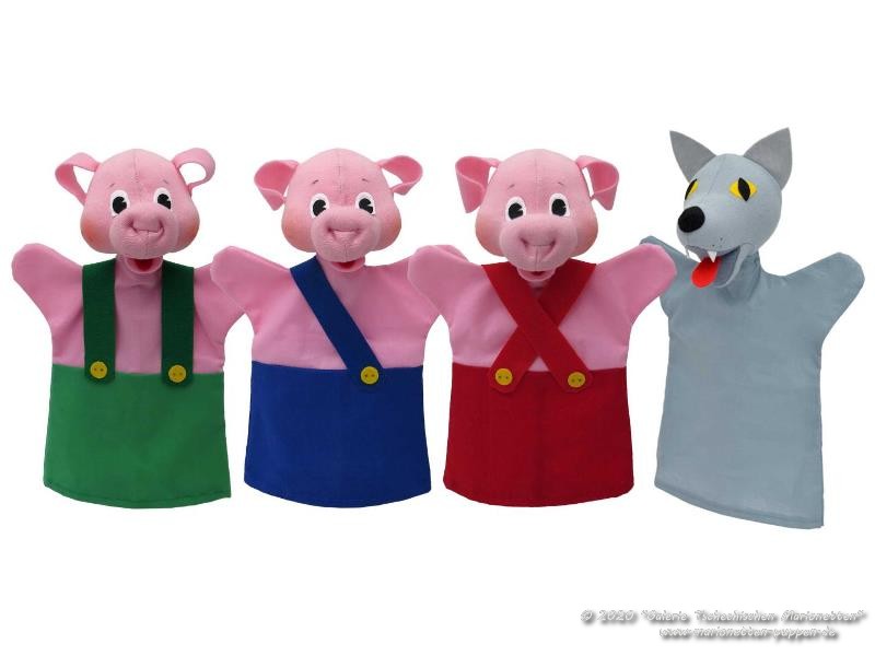 Set Handpuppen Drei Schweinchen Textilhandpuppen