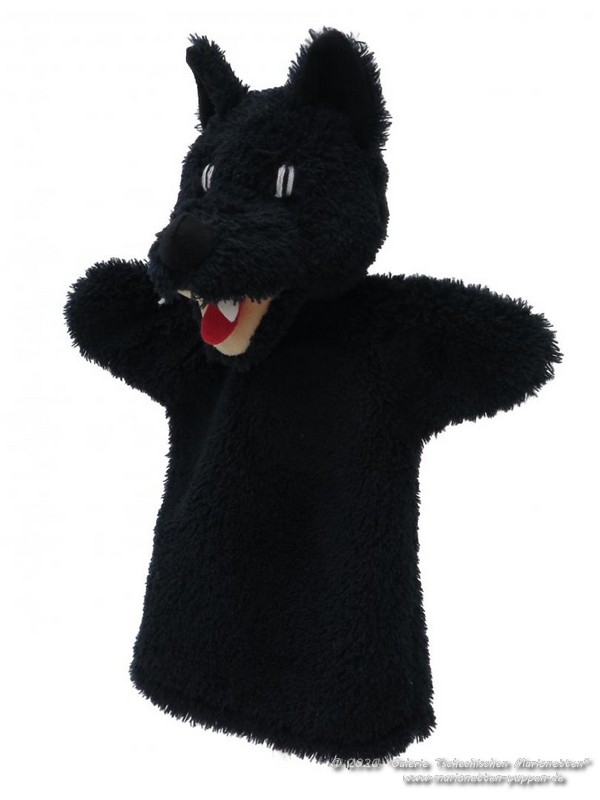 Wolf schwarz Plüschtier Handpuppe